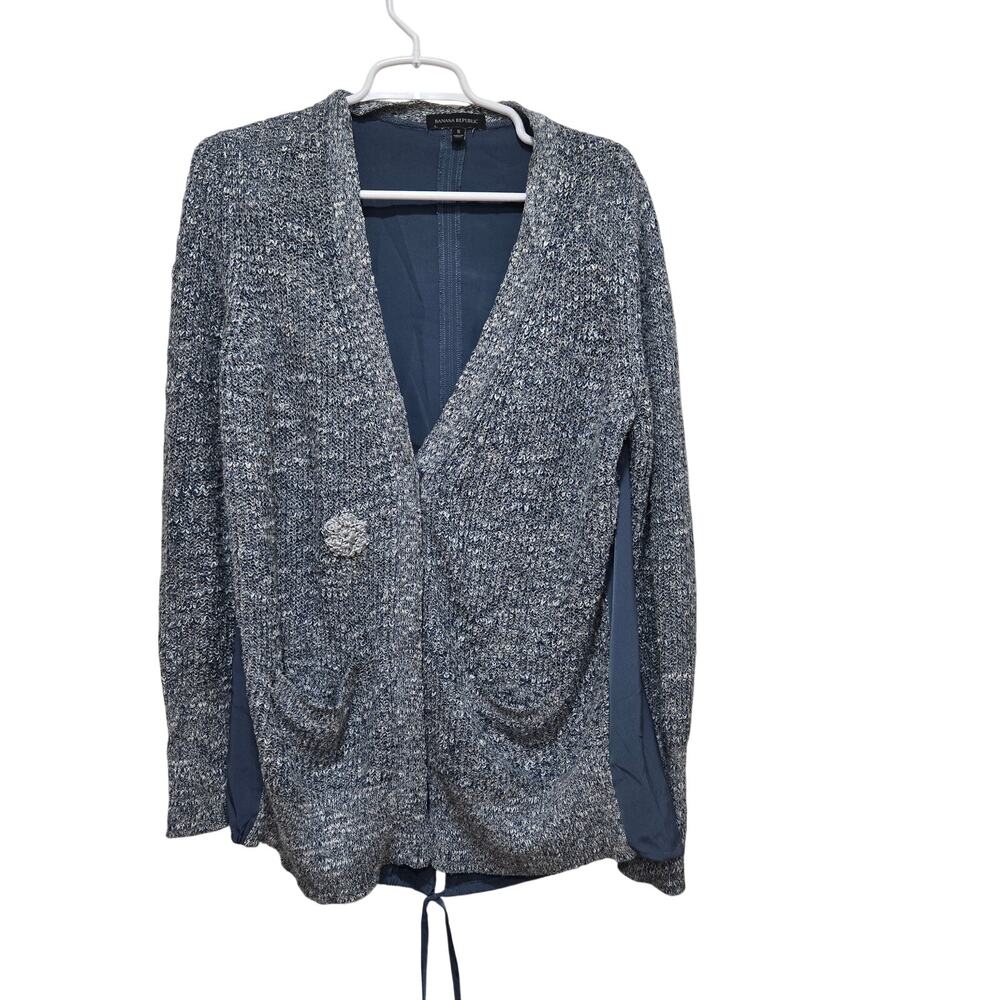 Banana Republic Blue Marled Mixed Media Cardigan Sweater Jacket S